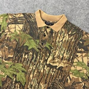 VTG Rattlers Brand Polo Shirt Men XL Brown Realtree Camo Hunting Outdoor 90s USA